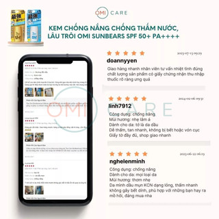 Kem Chống Nắng Chống Thấm Nước, Lâu Trôi Omi Sunbears SPF 50+ PA++++ (30G)