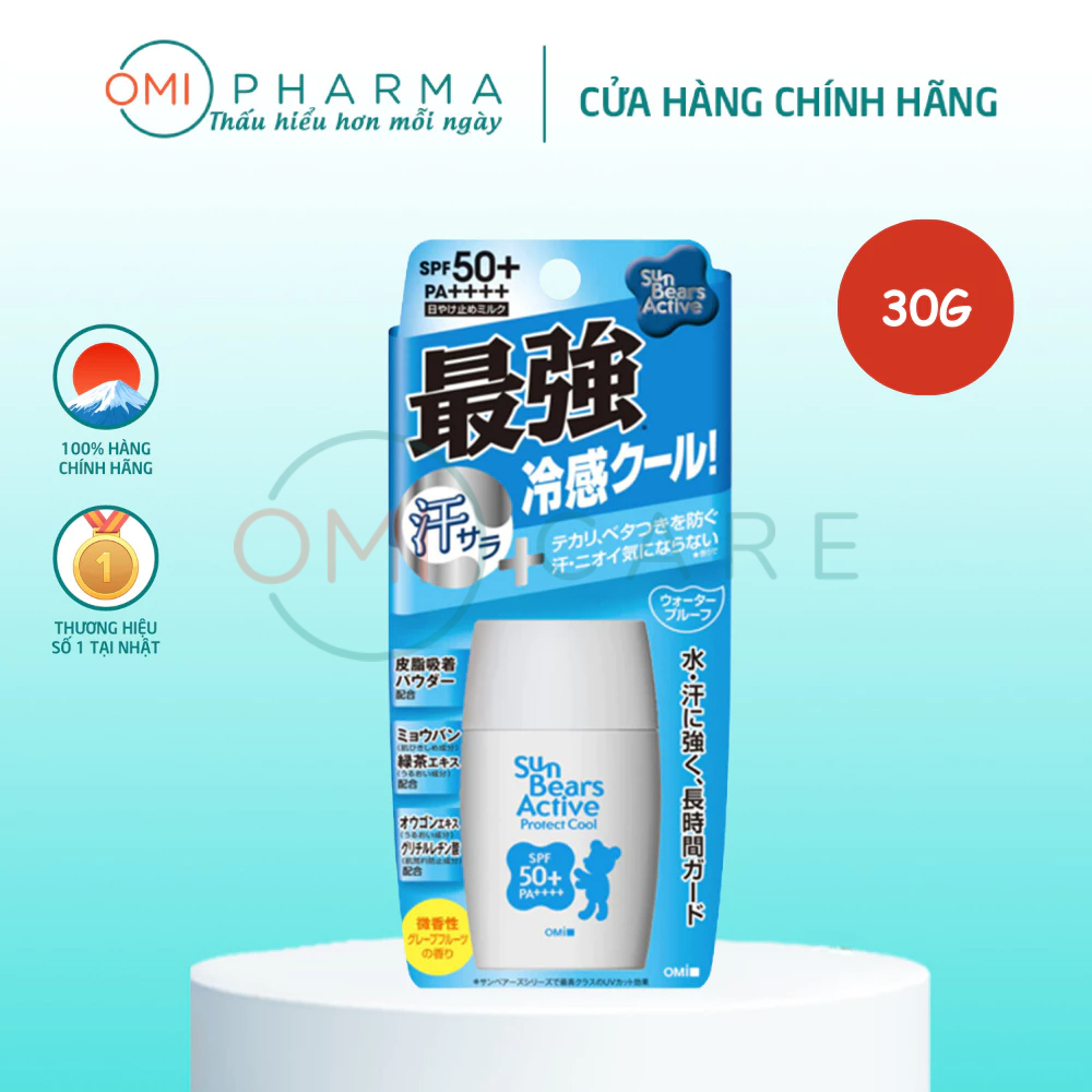Ảnh Kem Chống Nắng Chống Thấm Nước, Lâu Trôi Mát Lạnh Omi Sunbears SPF 50+ PA++++ Nhật Bản (30g) 2