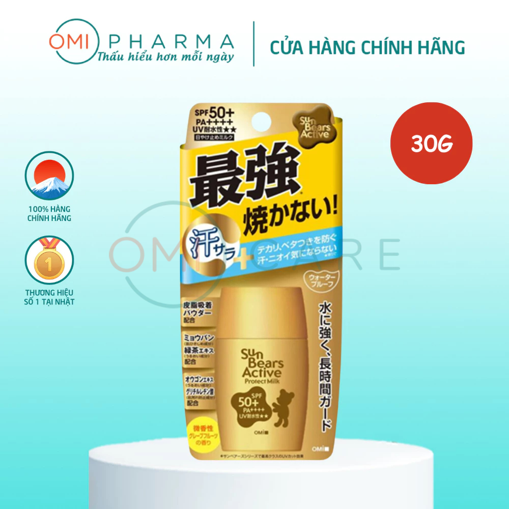 Ảnh Kem Chống Nắng Chống Thấm Nước, Lâu Trôi Mát Lạnh Omi Sunbears SPF 50+ PA++++ Nhật Bản (30g) 3