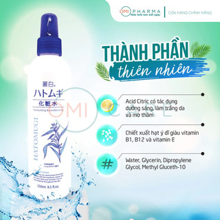 Combo 02 Xịt Khoáng Phun Sương Dưỡng Ẩm Và Làm Sáng Da Reihaku Hatomugi Nhật Bản (250ml)