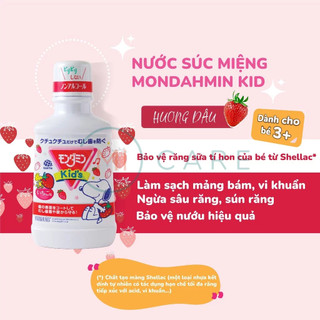 Nước Súc Miệng Cho Trẻ Em Từ 3 Tuổi Mondahmin JR Nhật Bản Hương Dâu 250ml