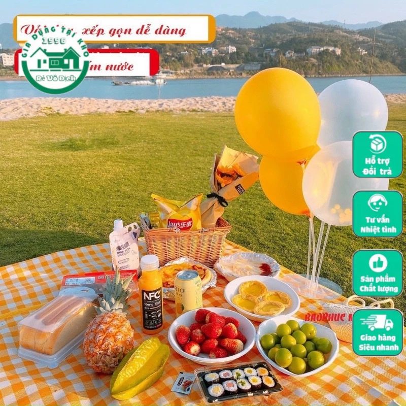 (1,5X2M) Thảm Dã Ngoại Picnic Hoạt Tiết, Thích Hợp Đi Du Lịch Đi Phượt Chụp Ảnh,  Bạt Trải Cắm Trại Gấp Gọn Agnite 3596