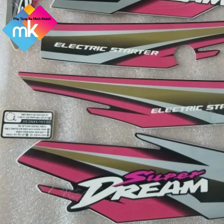 MK | Bộ Tem Xe Super Dream L1 (Mẫu Tem Hồng Rách 1999-2000 Việt ...