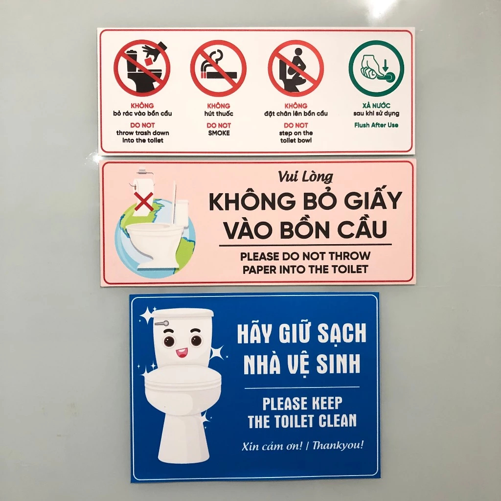 DECAL Bộ Biển Nhắc Nhở Sử Dụng Giữ Gìn Nhà Vệ Sinh, WC, Toilet - Siêu ...