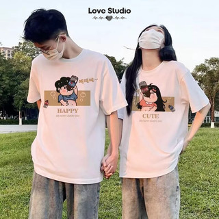 Đồ đôi nam nữ cùng người yêu Happy Cola couple love áo thun phông tay lỡ và áo croptop [A210]