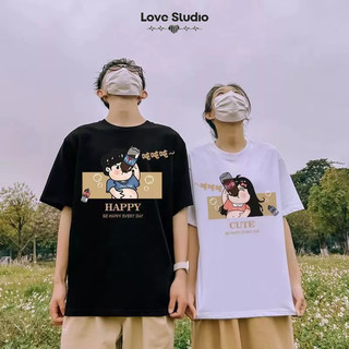 Đồ đôi nam nữ cùng người yêu Happy Cola couple love áo thun phông tay lỡ và áo croptop [A210]