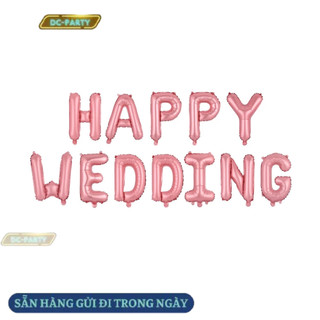Bóng bay chữ happy wedding i love you