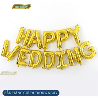 Bóng bay chữ happy wedding i love you