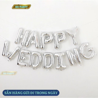 Bóng bay chữ happy wedding i love you