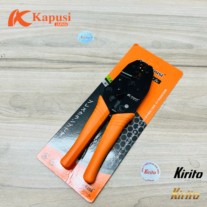 Kềm bấm cos đầu dây cách điện thương hiệu kapusi tools mã k9121 các số 0.5/1/1.5/2.5/4/6/10mm