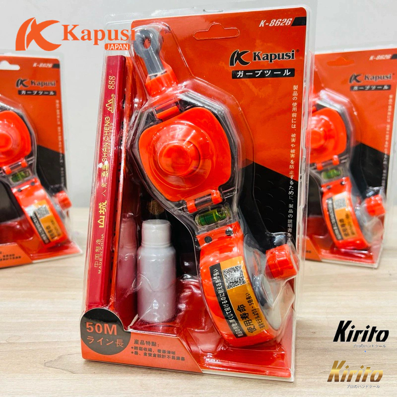 Dụng cụ búng mực thương hiệu kapusi tools dài 50m bao gồm lọ mực và bút chì