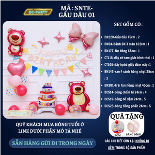 Set trang trí sinh nhật trẻ em SNTE-GẤU DÂU 01