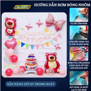 Set trang trí sinh nhật trẻ em SNTE-GẤU DÂU 01