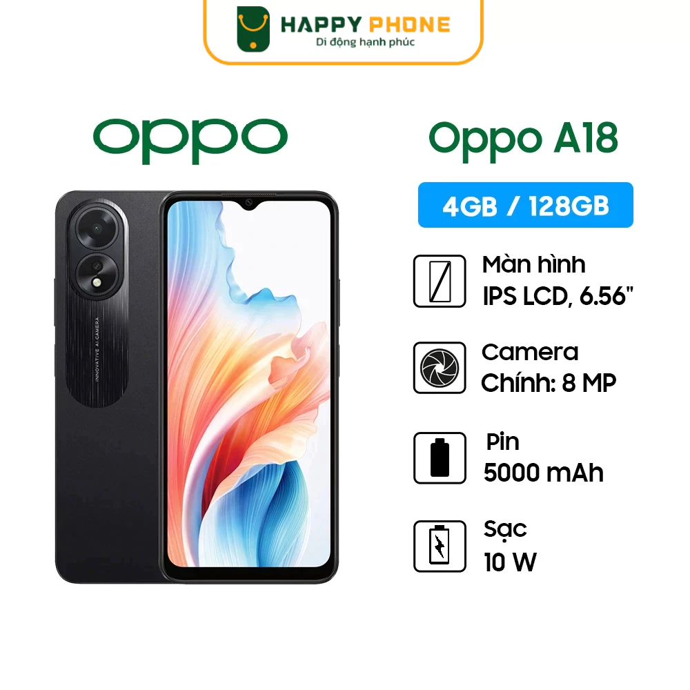 Ảnh Điện thoại OPPO A18 (4GB/128GB) - Hàng mới 100%, Nguyên seal, Bảo hành 12 tháng 2