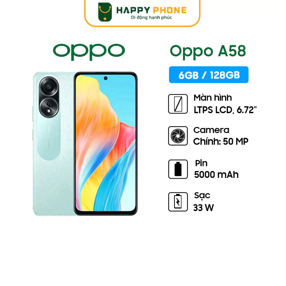 Ảnh Điện thoại OPPO A58 (6GB/128GB) - Hàng Chính Hãng, Mới 100%, Bảo Hành 12 Tháng 2