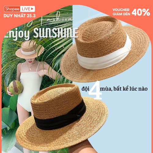 Mũ Cói Gaucho Rộng Vành 6cm Chất Cói Đan Jussy Official Form Đẹp Nhiều Màu Nơ Sang Chảnh Đóng Hộp To Giữ Form