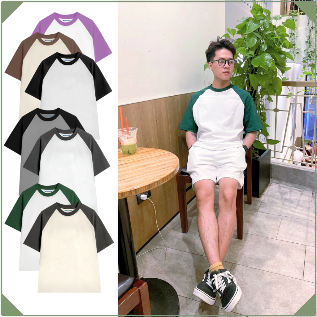 Áo Thun Raglan Tay Phối Form Rộng Unisex Nam Nữ Basic 100% Cotton ...