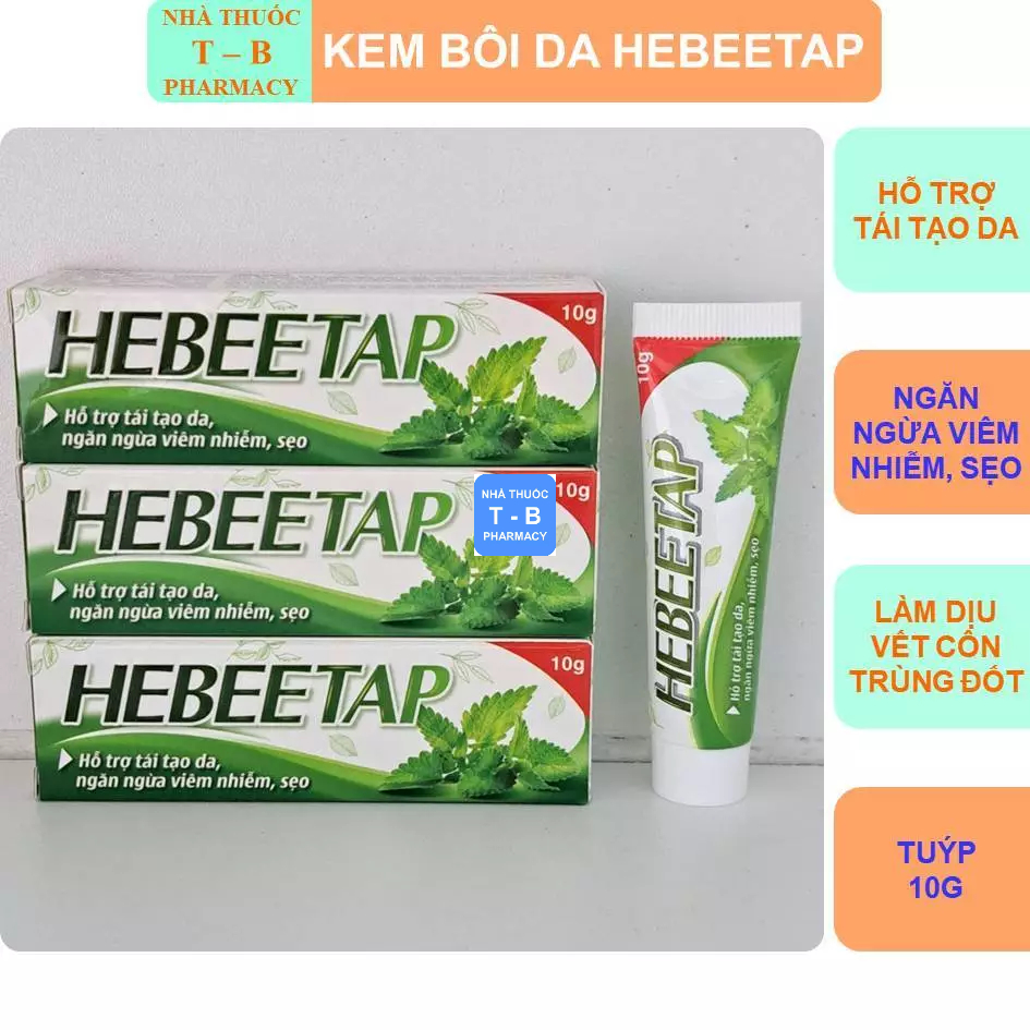 Kem bôi da Hebeetap hỗ trợ tái tạo da, ngăn ngừa viêm nhiễm, sẹo - Tuýp