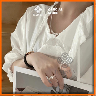 [ DAISYN ] N913 bộ Dây chuyền vòng tay, nhẫn ngọc trai nhân tạo 4li 12li,  chuỗi hạt ngọc trai thuỷ tinh cá tính