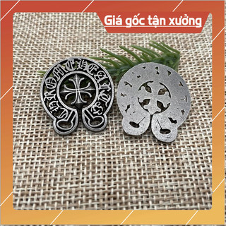 Logo chrome heart tròn dùng để dán balo, ví túi sách(1 cái)