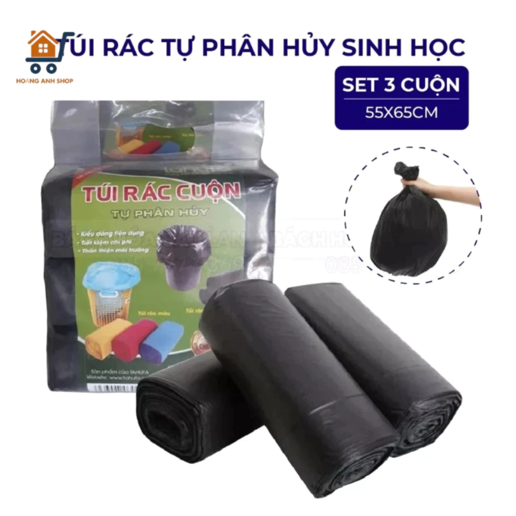 Set 3 Túi Rác Tự Phân Hủy Màu Đen Siêu Dai Kích Thước 55x65cm - Khôi ...