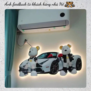 ( I7)Tranh Gấu Bearbrick Đèn led Treo Tường HỔ DECOR - TRANH ĐỒNG HỒ CAO CẤP