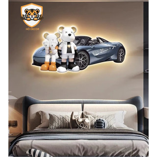 ( I7)Tranh Gấu Bearbrick Đèn led Treo Tường HỔ DECOR - TRANH ĐỒNG HỒ CAO CẤP