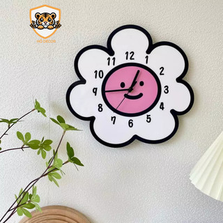 [CP] Đồng hồ treo tường decor xinh hình hoa mặt cười chất liệu tráng gương pha lê