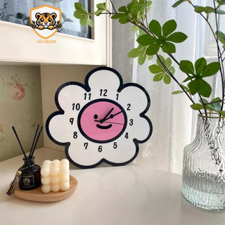 [CP] Đồng hồ treo tường decor xinh hình hoa mặt cười chất liệu tráng gương pha lê