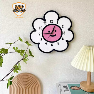 [CP] Đồng hồ treo tường decor xinh hình hoa mặt cười chất liệu tráng gương pha lê