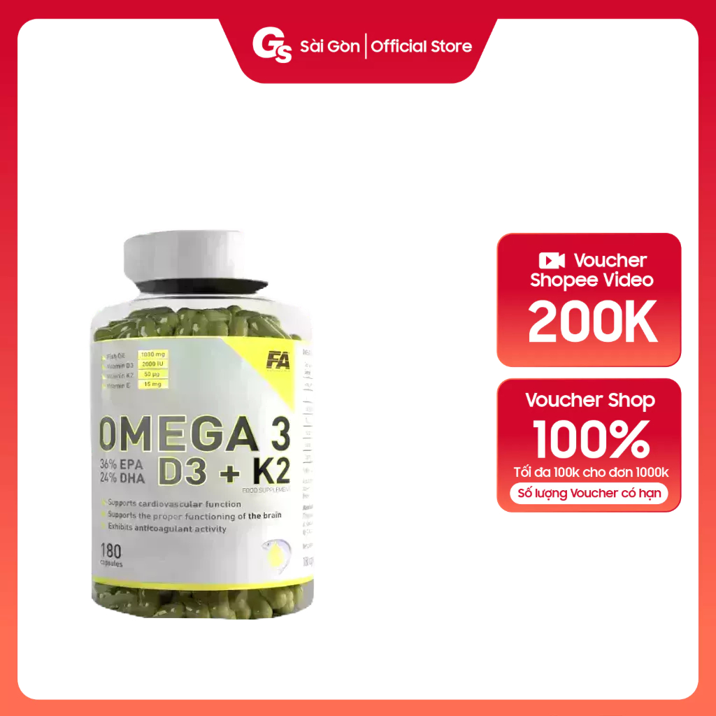 Viên uống FA Engineered Nutrition Omega 3 D3+K2 nhập khẩu Ba Lan