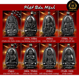 Phật bản mệnh tuổi tý mầu đen-Phong Thủy May Mắn cho 12 con giáp-Tặng kèm theo dây