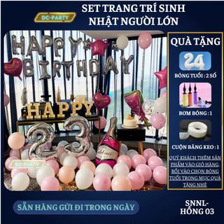 Set trang trí sinh nhật người lớn SNNL-HỒNG 03