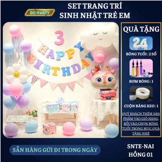 Set trang trí sinh nhật trẻ em hình con nai SNTE-NAI HỒNG 01