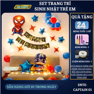 Set trang trí sinh nhật trẻ em hình người nhện SNTE-CAPTAIN 01
