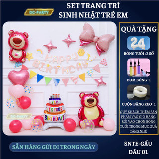 Set trang trí sinh nhật trẻ em SNTE-GẤU DÂU 01
