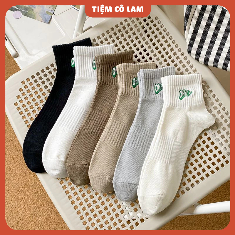 [QUA MẮT CÁ] Tất cổ thấp thêu chữ unisex [Tiệm vớ Cô Lam] | Shopee Việt Nam