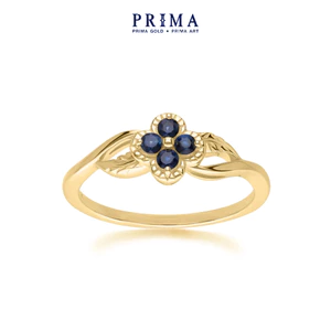 PRIMA Nhẫn Vàng 9K - Đính Đá Blue Sapphire - BST LUCKY FLOWER - 135R2048-02