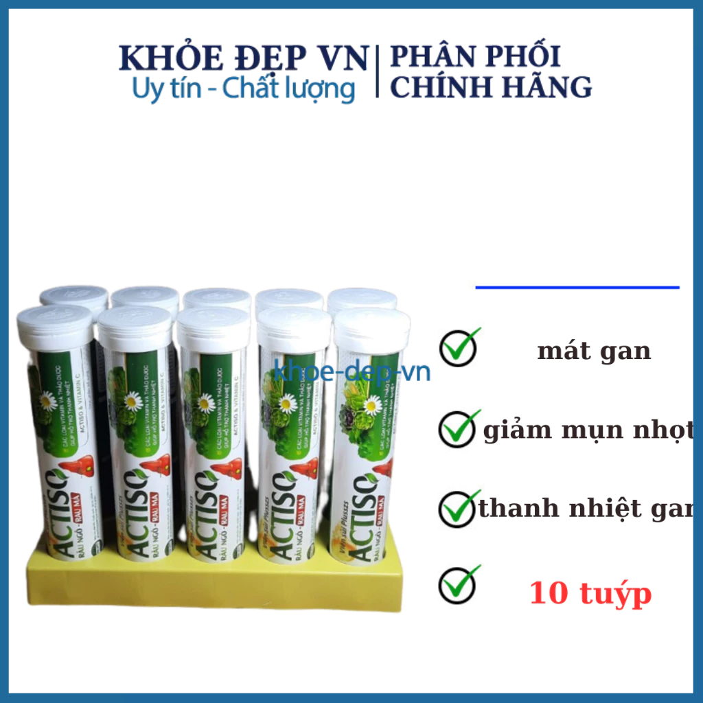 Combo 10 tuýp viên sủi Actiso Râu ngô Rau má mát gan bổ sung vitamin ...