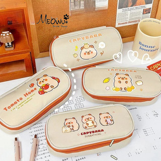 MEOWU Túi Đựng Bút Vải Canvas Hình Gấu Capybara Hoạt Hình Dễ Thương