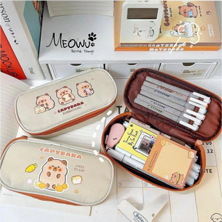 MEOWU Túi Đựng Bút Vải Canvas Hình Gấu Capybara Hoạt Hình Dễ Thương