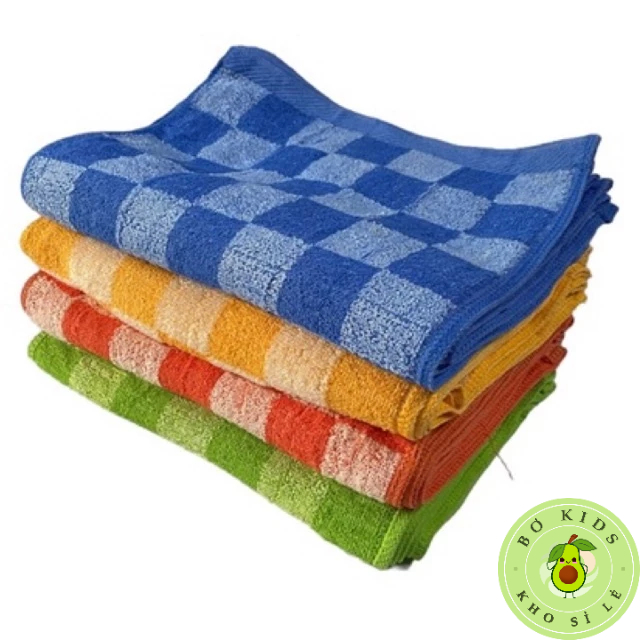 Khăn mặt bông giá rẻ 28x44cm 100% sợi cotton mềm đẹp, khăn kẻ sọc ô ...