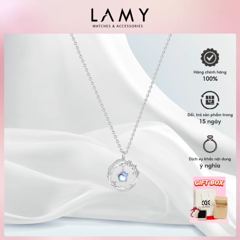 Ảnh Dây chuyền bạc CDE Sparkling Feather Blue Necklace Silver CDE6076BE - Dây chuyền nữ Lông Vũ Đính Đá 1