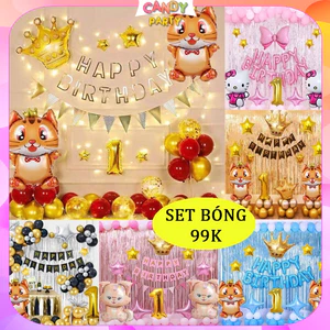 Set Bong Bóng trang trí sinh nhật giá rẻ cho bé trai bé gái nhiều mẫu mới đơn giản dễ làm tại nhà SAN