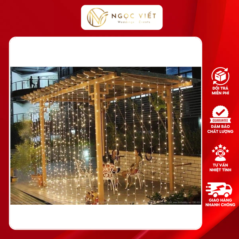 Dây đèn led trang trí thả mành rèm 3x3 nháy điểm chớp nháy trút mưa ...