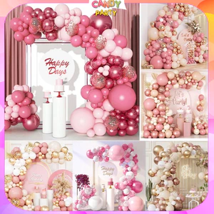 Set Combo Bong Bóng Màu Hồng Trang Trí Sinh Nhật Cho Bé Gái Xinh Xắn Tự Làm Dễ Dàng Candy14 SAN