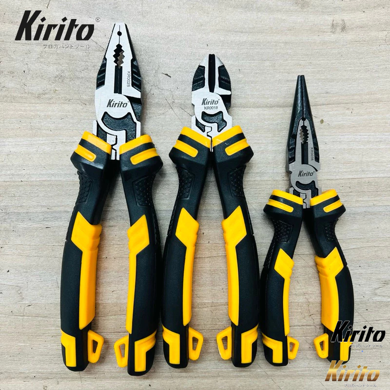 Bộ 3 Kìm Công Nghiệp Cao Cấp Kirito - Thép CR-V Siêu Bền - Hỗ Trợ  Lực Cắt, Kìm Vàng Đen Kirito