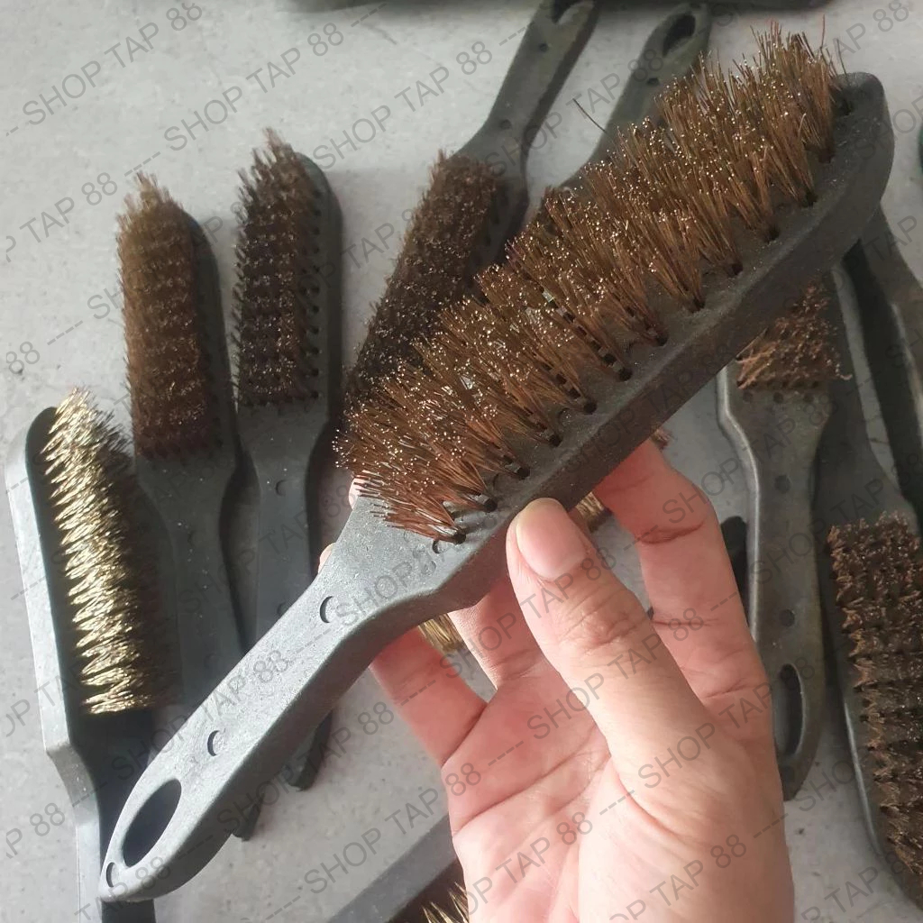 Chổi đánh rỉ cán đỏ, bàn chải sắt cán nhựa, bàn chải, dụng cụ đánh rỉ ...