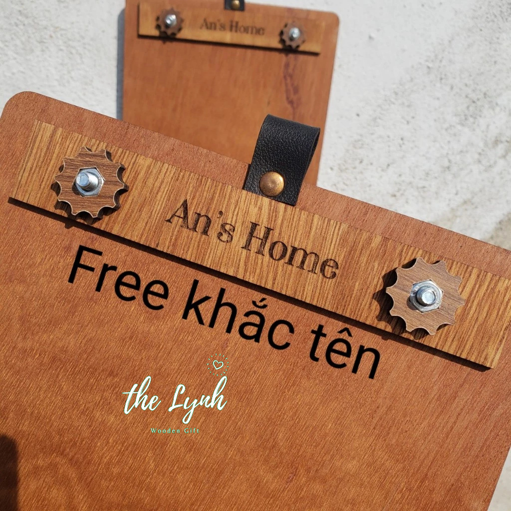Bảng Gỗ Menu Móc Da - Free khắc logo + Móc treo