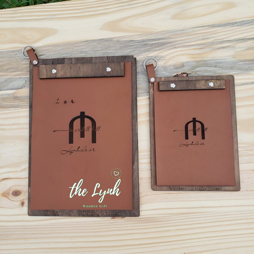 Menu gỗ da các size  - Miễn phí Khắc LOGO Quán cafe, Nhà hàng